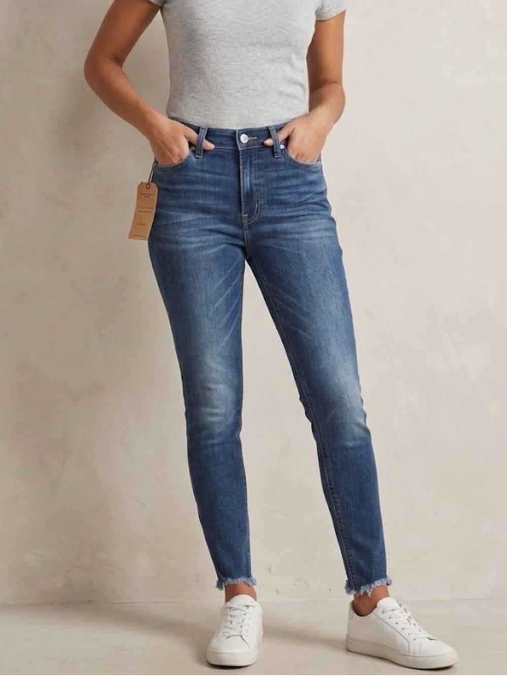 NWT Lucky Brand Bridgette Raw Hem Skinny Jeans in Blue Denim‎ 27